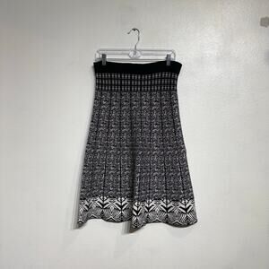 Lapis Black Pleated Midi Skirt Sz XL